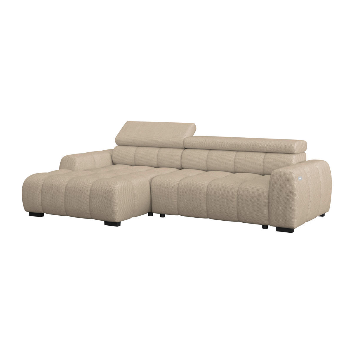 ECKSOFA Beige Webstoff  - Beige/Schwarz, Trend, Kunststoff/Textil (168/285cm) - Livetastic