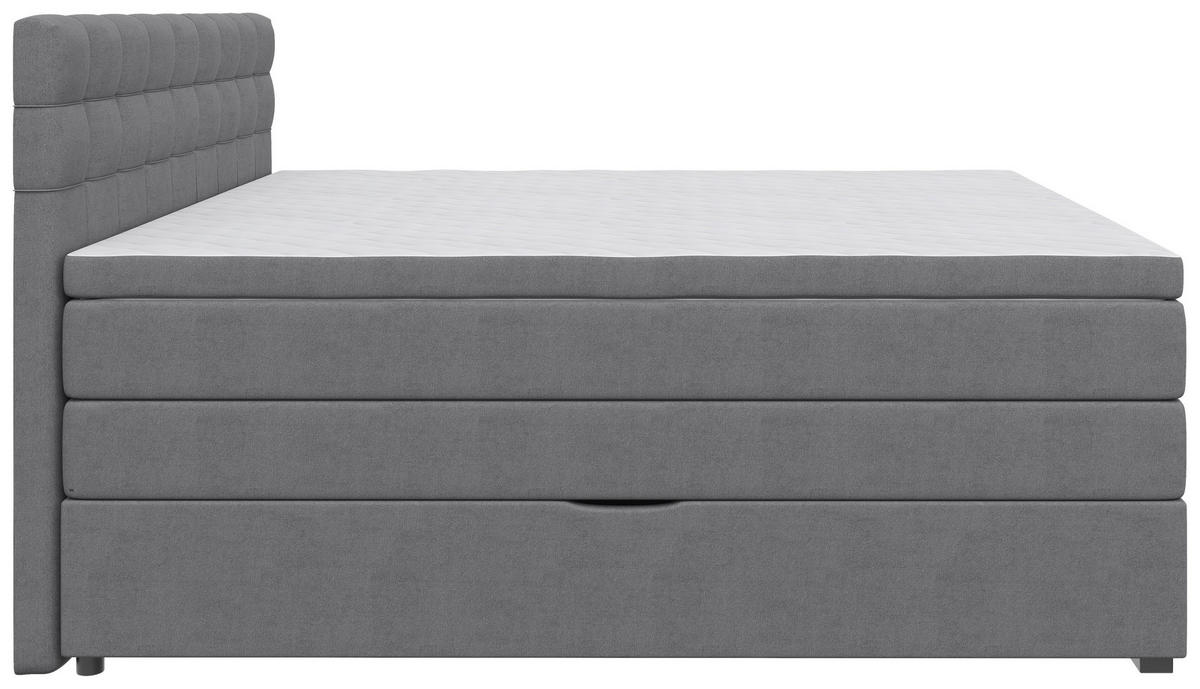BOXSPRINGBETT 200/200 cm,  in Grau, Bettkasten, Topper, Matratzen, H3 = fest  - Schwarz/Grau, KONVENTIONELL, Kunststoff/Textil (200/200cm) - Boxxx