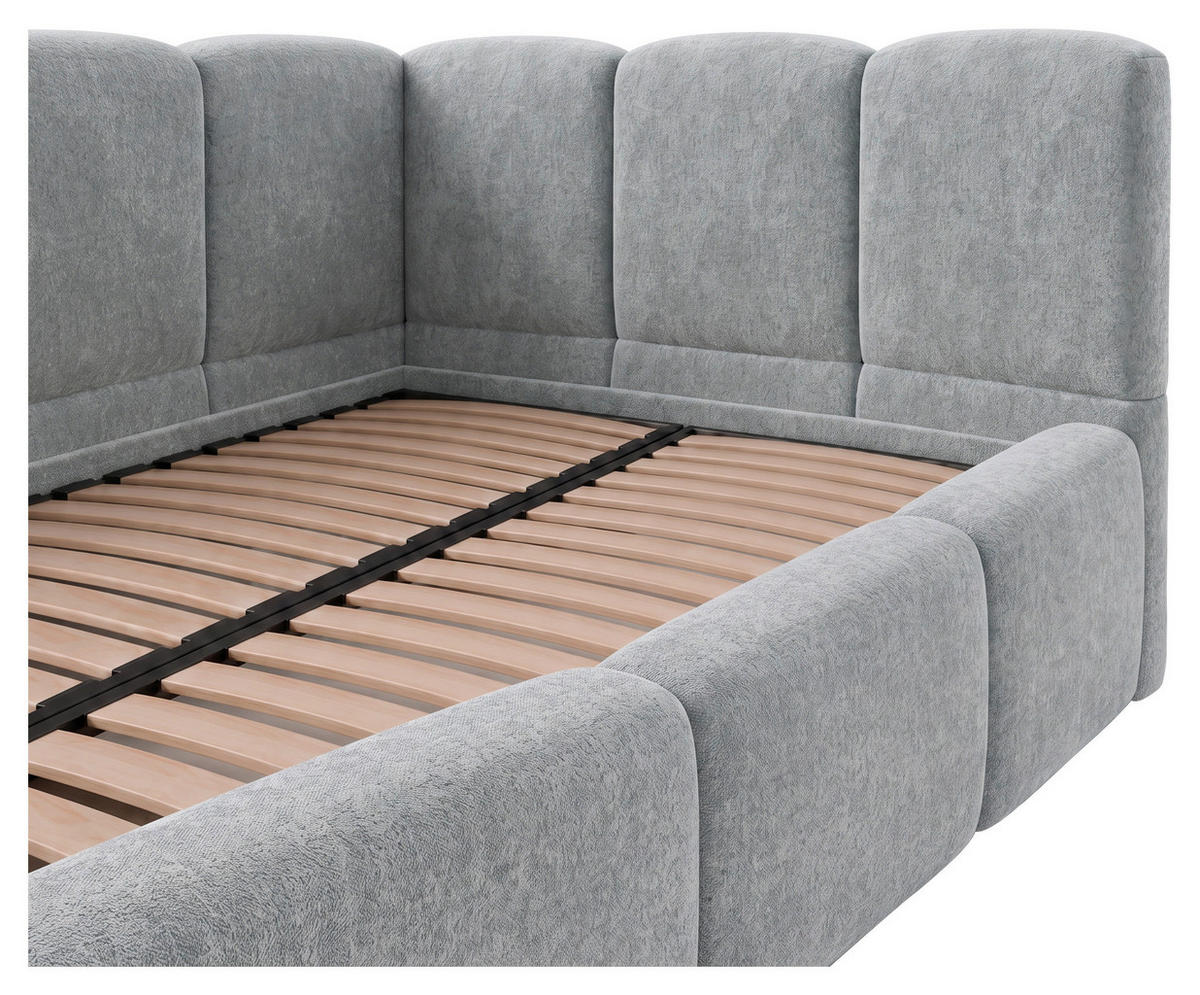 POLSTERBETT 140/200 cm,  in Silberfarben, Lattenrost, Bettkasten,  - Silberfarben/Schwarz, Design, Holz/Textil (140/200cm) - Chameo