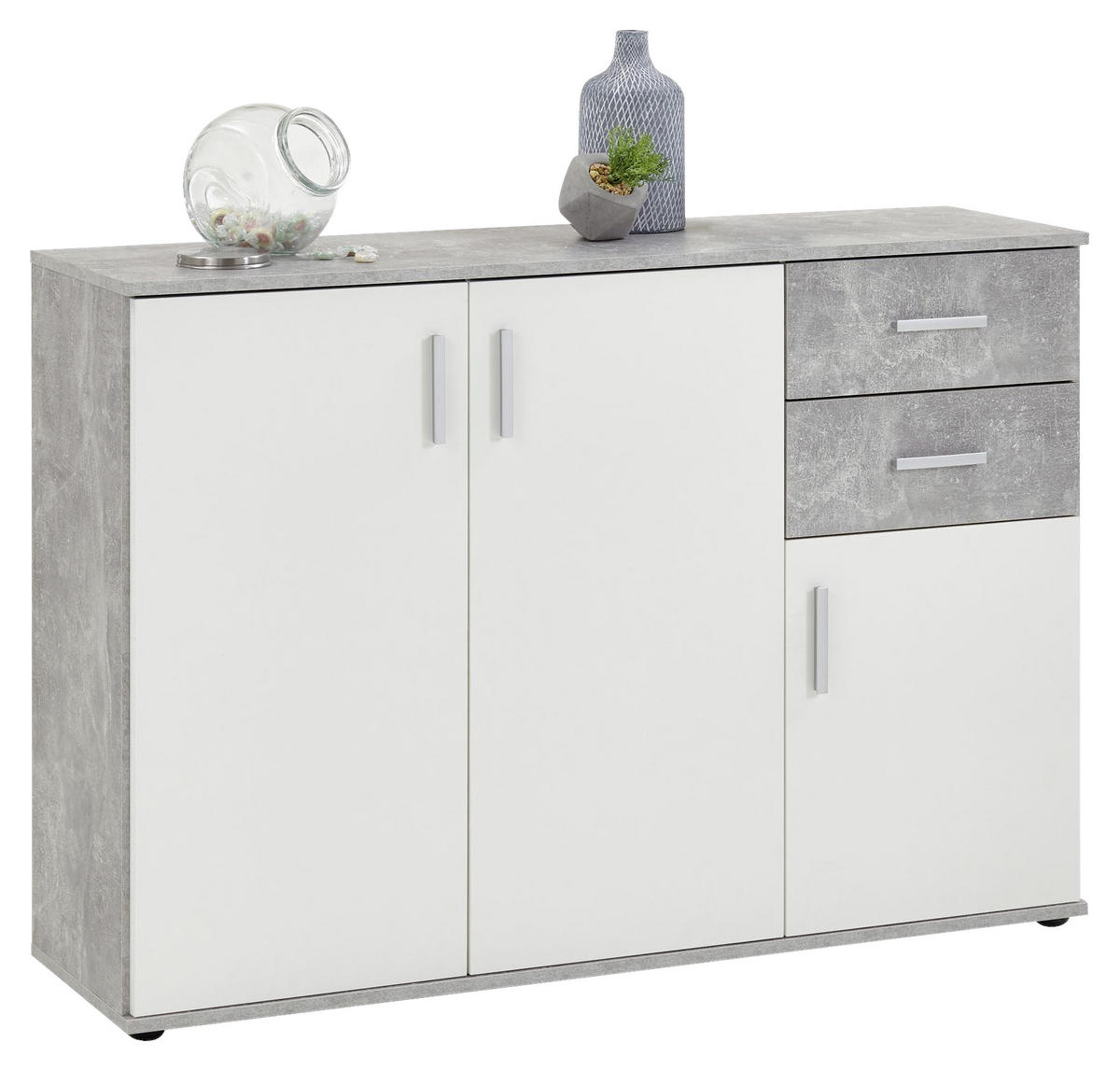 KOMMODE  in 121/83/35 cm  - Silberfarben/Schwarz, KONVENTIONELL, Holzwerkstoff/Kunststoff (121/83/35cm) - MID.YOU