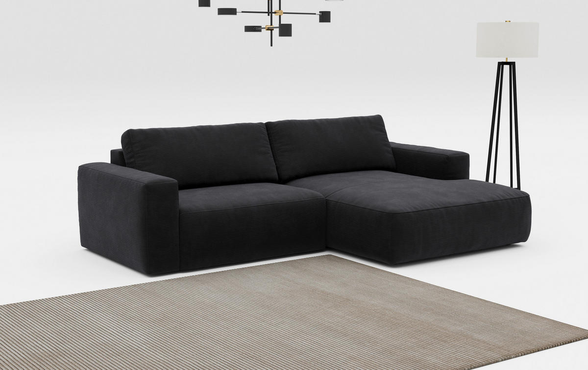 ECKSOFA in Mikrofaser Dunkelbraun  283/175 cm  - Dunkelbraun/Schwarz, MODERN, Kunststoff/Textil (283/175cm) - MID.YOU