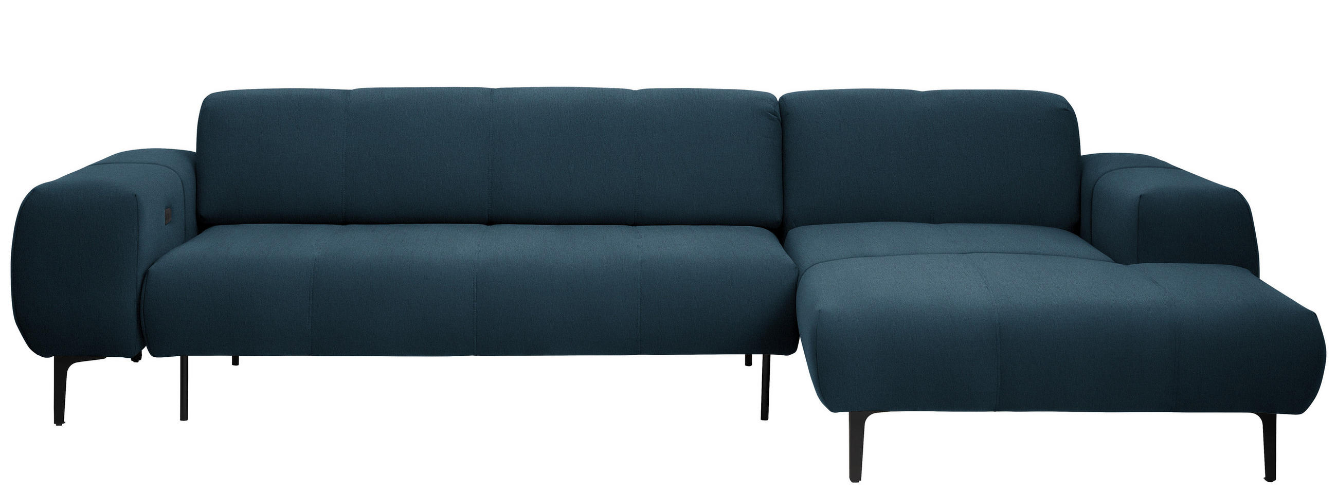 ECKSOFA in Chenille Blau  - Blau/Schwarz, Design, Textil/Metall (311/167cm) - Xora