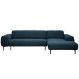 ECKSOFA in Chenille Blau  311/167 cm  - Blau/Schwarz, Design, Textil/Metall (311/167cm) - Xora