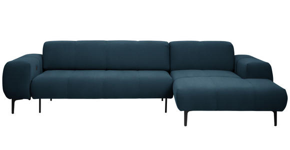 ECKSOFA in Chenille Blau 311/167 cm - Blau/Schwarz, Design, Textil/Metall (311/167cm) - Xora