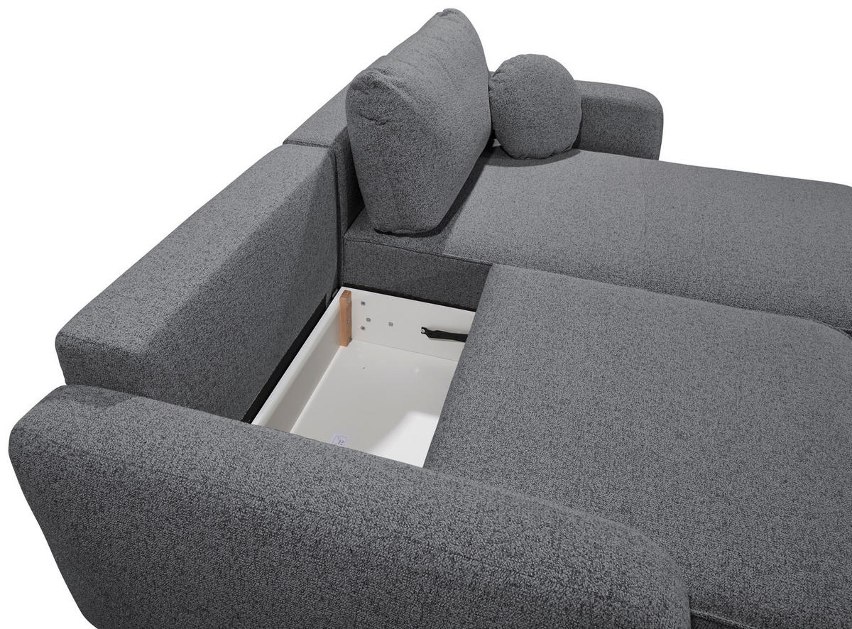 ECKSOFA in Webstoff Anthrazit  - Anthrazit/Schwarz, Konventionell, Kunststoff/Textil (247/190cm) - MID.YOU
