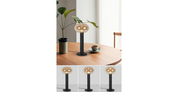 AKKU-TISCHLEUCHTE 20/42 cm  - Bernsteinfarben/Schwarz, Design, Glas/Kunststoff (20/42cm) - Dieter Knoll