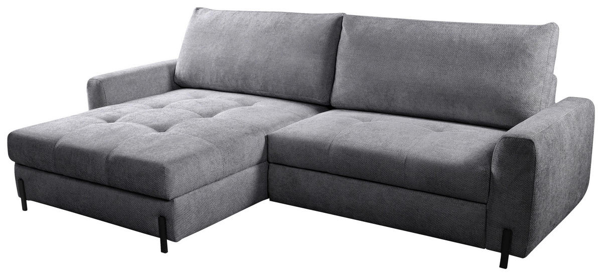 ECKSOFA in Struktur Grau  - Schwarz/Grau, Design, Textil/Metall (162/265cm) - MID.YOU