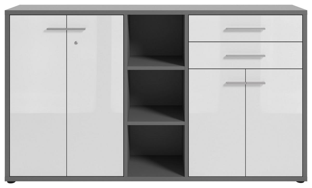 SIDEBOARD Texas  in 191,1/110/40 cm  - Alufarben/Schwarz, MODERN, Glas/Holzwerkstoff (191,1/110/40cm)