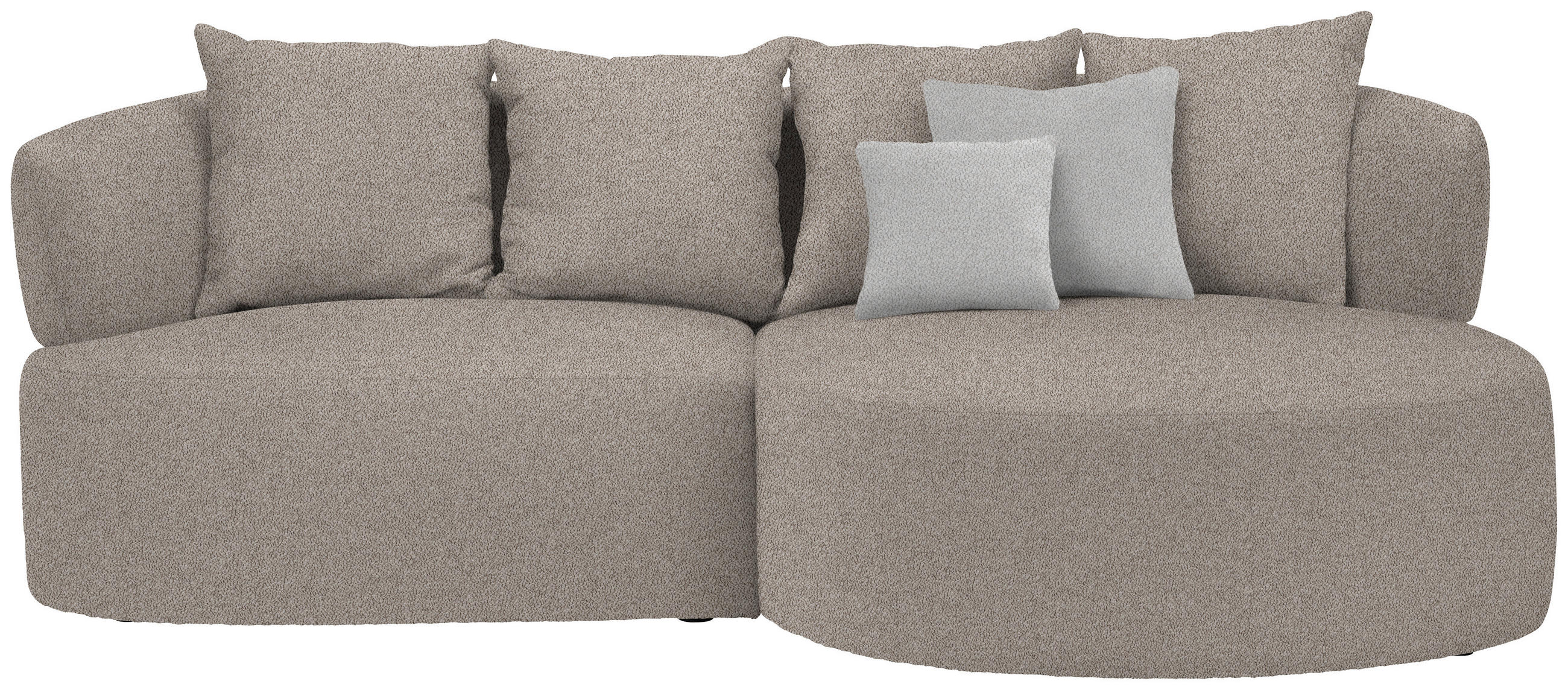 ECKSOFA in Plüsch Graubraun  235/166 cm  - Graubraun/Schwarz, MODERN, Kunststoff/Textil (235/166cm) - Hom`in