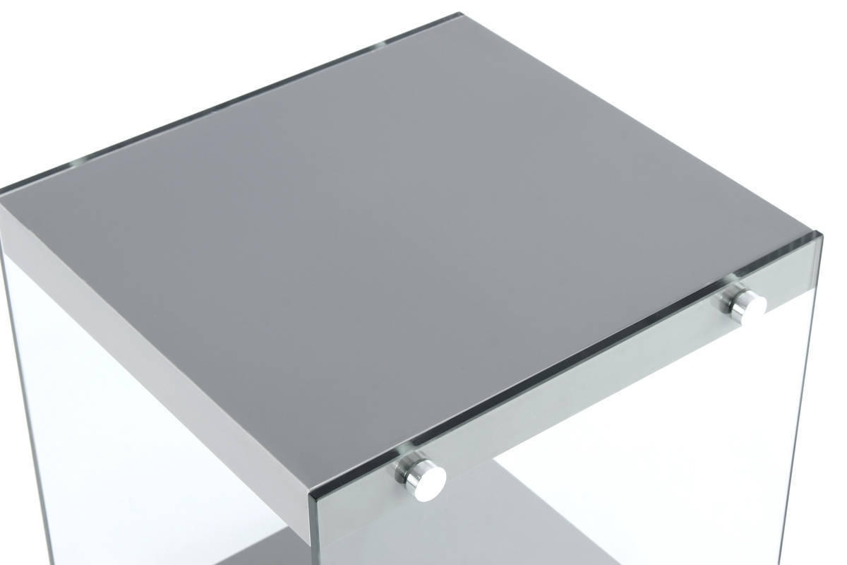 BEISTELLTISCH in Glas, Holzwerkstoff 35/35/45 cm  - Klar/Grau, Basics, Glas/Holzwerkstoff (35/35/45cm) - Kayoom