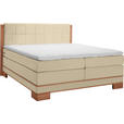 BOXSPRINGBETT 180/200 cm  in Buchefarben, Beige  - Beige/Buchefarben, Natur, Holz/Textil (180/200cm) - Linea Natura