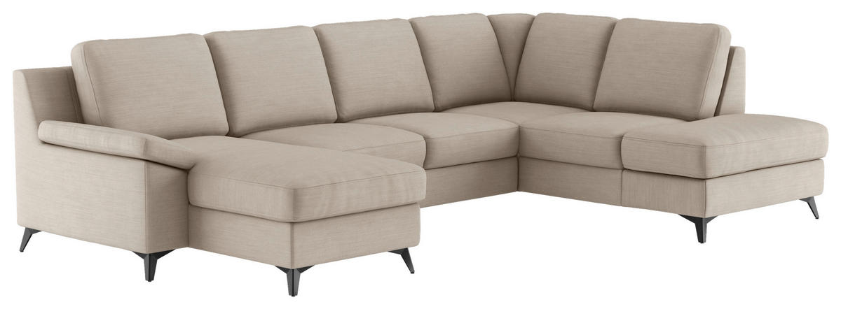 WOHNLANDSCHAFT in Flachgewebe Beige  - Beige/Schwarz, Konventionell, Textil/Metall (156/309/204cm) - Cotta