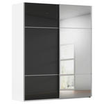SCHWEBETÜRENSCHRANK 201/223/68 cm 2-türig Schwarz, Weiß  - Alufarben/Schwarz, KONVENTIONELL, Glas/Holzwerkstoff (201/223/68cm) - Novel