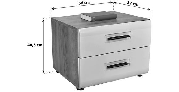 Nachtkästchen Eiche/Weiß H: 40,5 cm Avensis New - Eichefarben/Schwarz, KONVENTIONELL, Holzwerkstoff (56/40,5/37,1cm) - Luca Bessoni