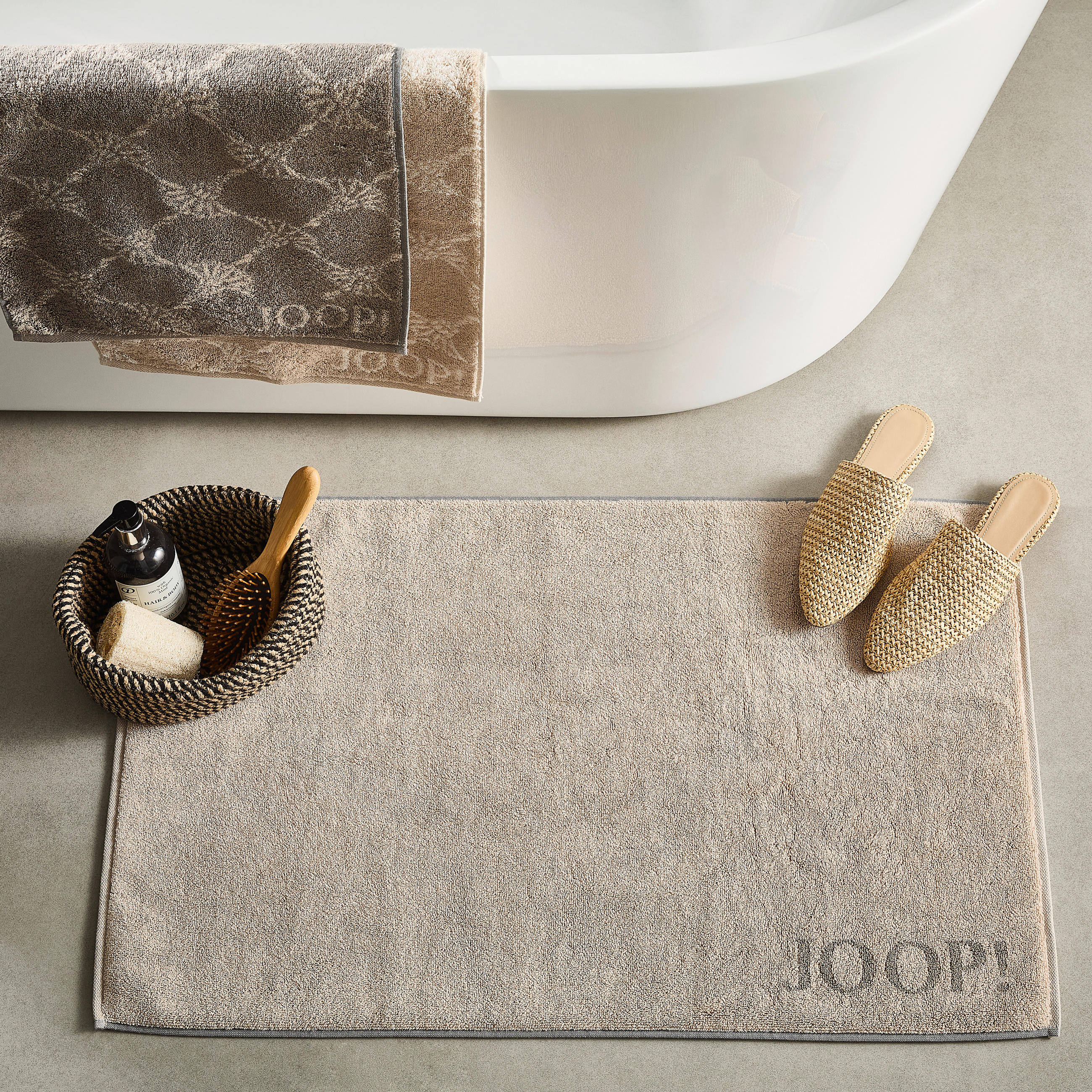 BADEMATTE Graphitfarben, Sandfarben 50/80 cm  - Sandfarben/Graphitfarben, Basics, Textil (50/80cm) - Joop!