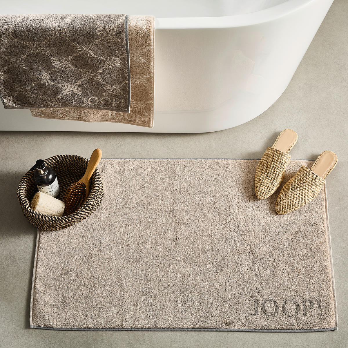 BADEMATTE Graphitfarben, Sandfarben 50/80 cm  - Sandfarben/Graphitfarben, Basics, Textil (50/80cm) - Joop!