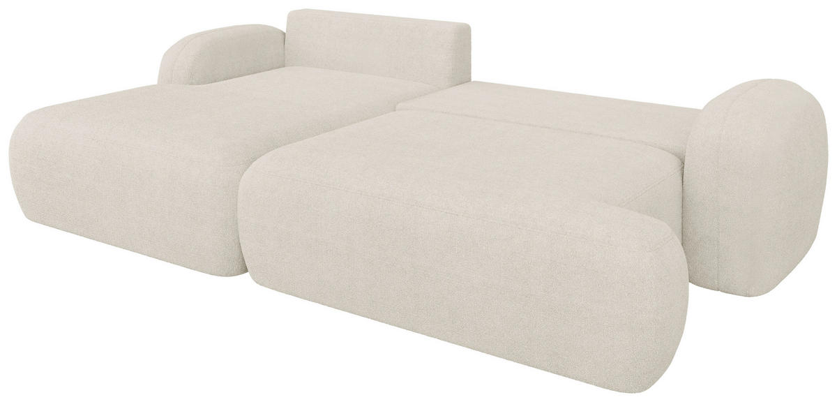 ECKSOFA Sevilla Plus in Bouclé Creme  275/175 cm  - Creme/Schwarz, Design, Kunststoff/Textil (275/175cm) - MID.YOU