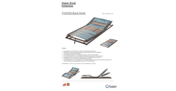 LATTENROST 90/200 cm Kopfteil, Fußteil, Mittelzone verstellbar, Buche  - Blau/Braun, Basics, Holz (90/200cm) - Dieter Knoll