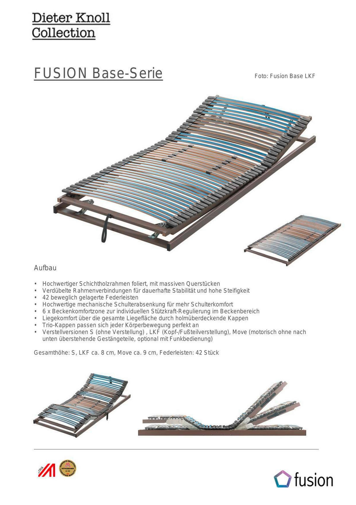 LATTENROST 90/200 cm Mittelzone verstellbar, Buche  - Blau/Braun, Basics, Holz (90/200cm) - Dieter Knoll