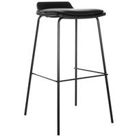 BARHOCKER Lederlook Schwarz stapelbar, abwischbar  - Schwarz, Basics, Textil/Metall (47/82/49cm) - MID.YOU