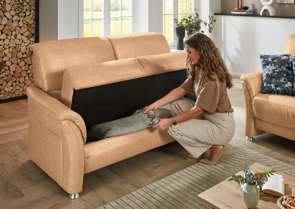 2,5-SITZER  in Flachgewebe Gelb  - Gelb/Alufarben, KONVENTIONELL, Textil/Metall (172/96/93cm) - Beldomo Premium
