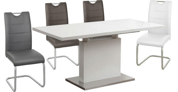 ESSTISCH in Metall, Holzwerkstoff 120-160/80/76 cm - Edelstahlfarben/Weiß, Design, Holzwerkstoff/Metall (120-160/80/76cm) - Carryhome