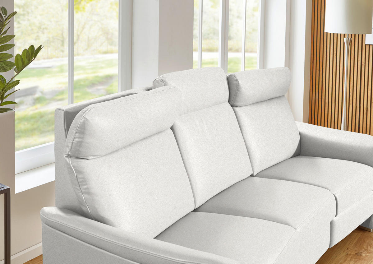 SITZGARNITUR  in Flachgewebe Alabasterfarben  - Alabasterfarben/Alufarben, KONVENTIONELL, Textil/Metall (218/156/107/103/95cm) - Beldomo Comfort
