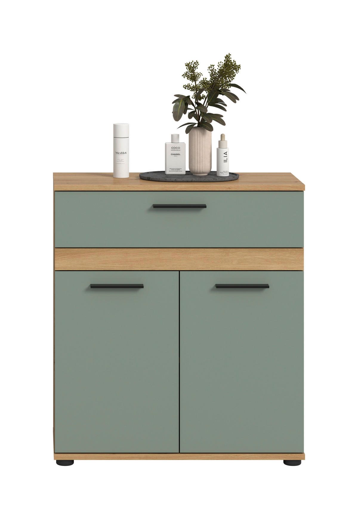 MIDISCHRANK 70/79/31 cm  - Salbeigrün/Schwarz, Trend, Holzwerkstoff/Kunststoff (70/79/31cm) - MID.YOU