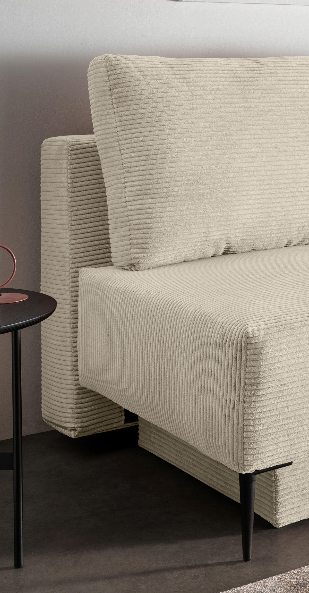 SCHLAFSOFA in Cord Beige  - Beige/Schwarz, Modern, Textil/Metall (198/90/100cm) - Livetastic