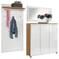GARDEROBE 3-teilig  in 215/195/37 cm  - Eichefarben/Weiß, Design, Glas/Holz (215/195/37cm)