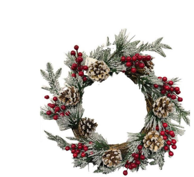 ADVENTSKRANZ  - Dunkelgrün/Kirschrot, Basics, Kunststoff (35cm) - X-Mas