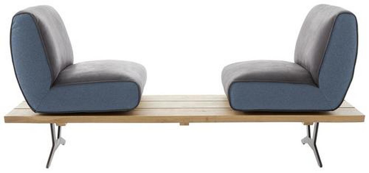 SITZBANK 190/85/69 cm  in Schwarz, Türkis, Dunkelbraun  - Türkis/Dunkelbraun, Design, Leder/Holz (190/85/69cm) - Ambiente