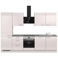 KÜCHENBLOCK 300 cm   in Schieferfarben, Hellgrau  - Schieferfarben/Edelstahlfarben, MODERN, Holzwerkstoff/Metall (300cm) - Nobilia