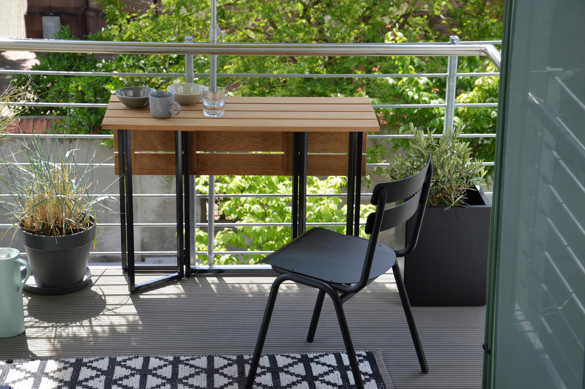 GARTENKLAPPTISCH 100/69/74 cm Holz rechteckig  - Schwarz/Teakfarben, KONVENTIONELL, Holz/Metall (100/69/74cm) - Jan Kurtz