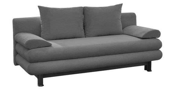 SCHLAFSOFA Cord Grau Rückenkissen, Armlehnenkissen, Bettkasten, Schlaffunktion, Rücken echt, Liegefläche im Originalstoff  - Schwarz/Grau, KONVENTIONELL, Kunststoff/Textil (196/77/92cm) - Carryhome