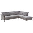 ECKSOFA Grau Struktur  - Schwarz/Grau, MODERN, Textil/Metall (275/235cm) - Cantus