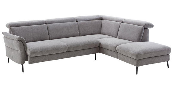 ECKSOFA Grau Struktur  - Schwarz/Grau, MODERN, Textil/Metall (275/235cm) - Cantus