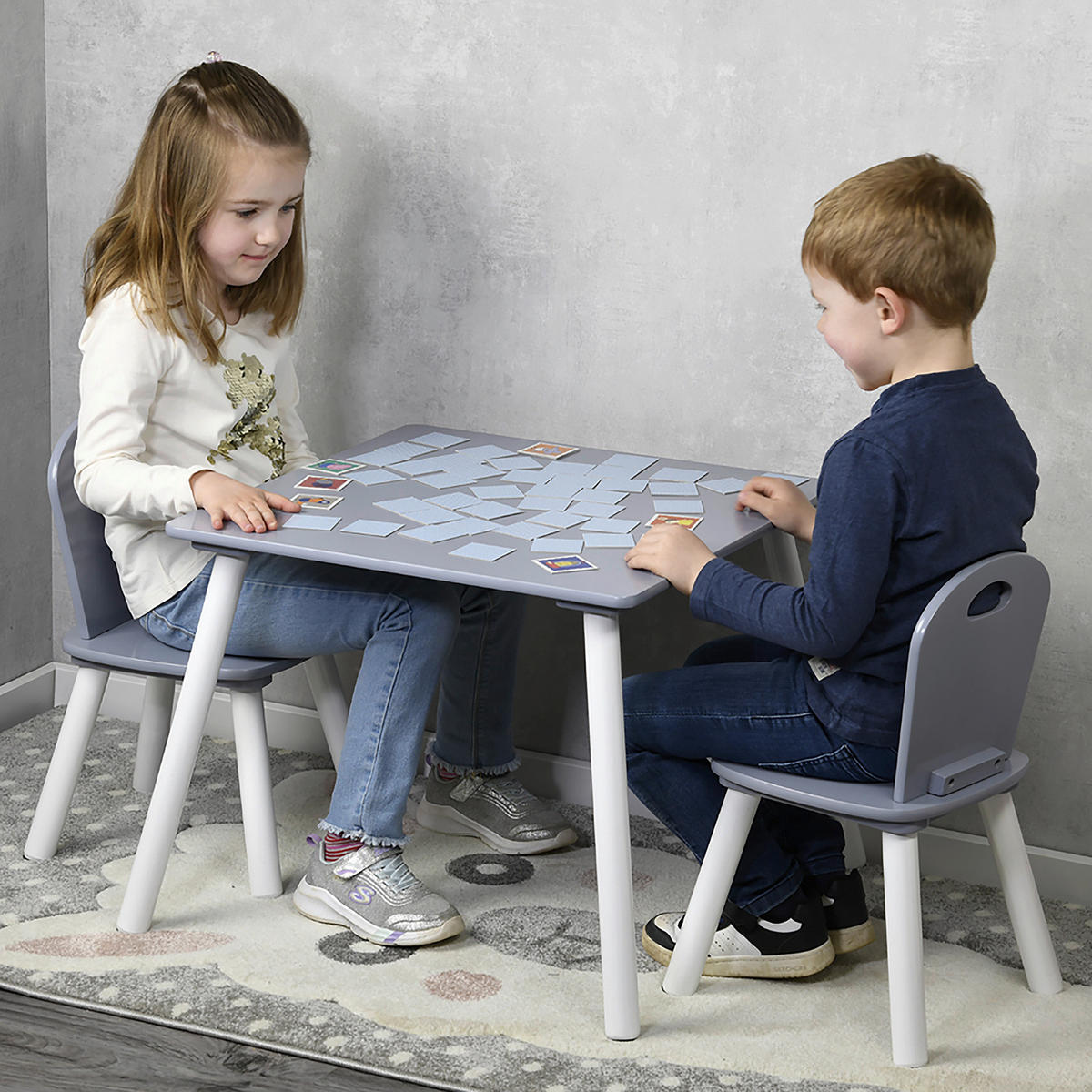 KINDERSITZGRUPPE Grau, Weiß  - Weiß/Grau, Basics, Holzwerkstoff - Kesper
