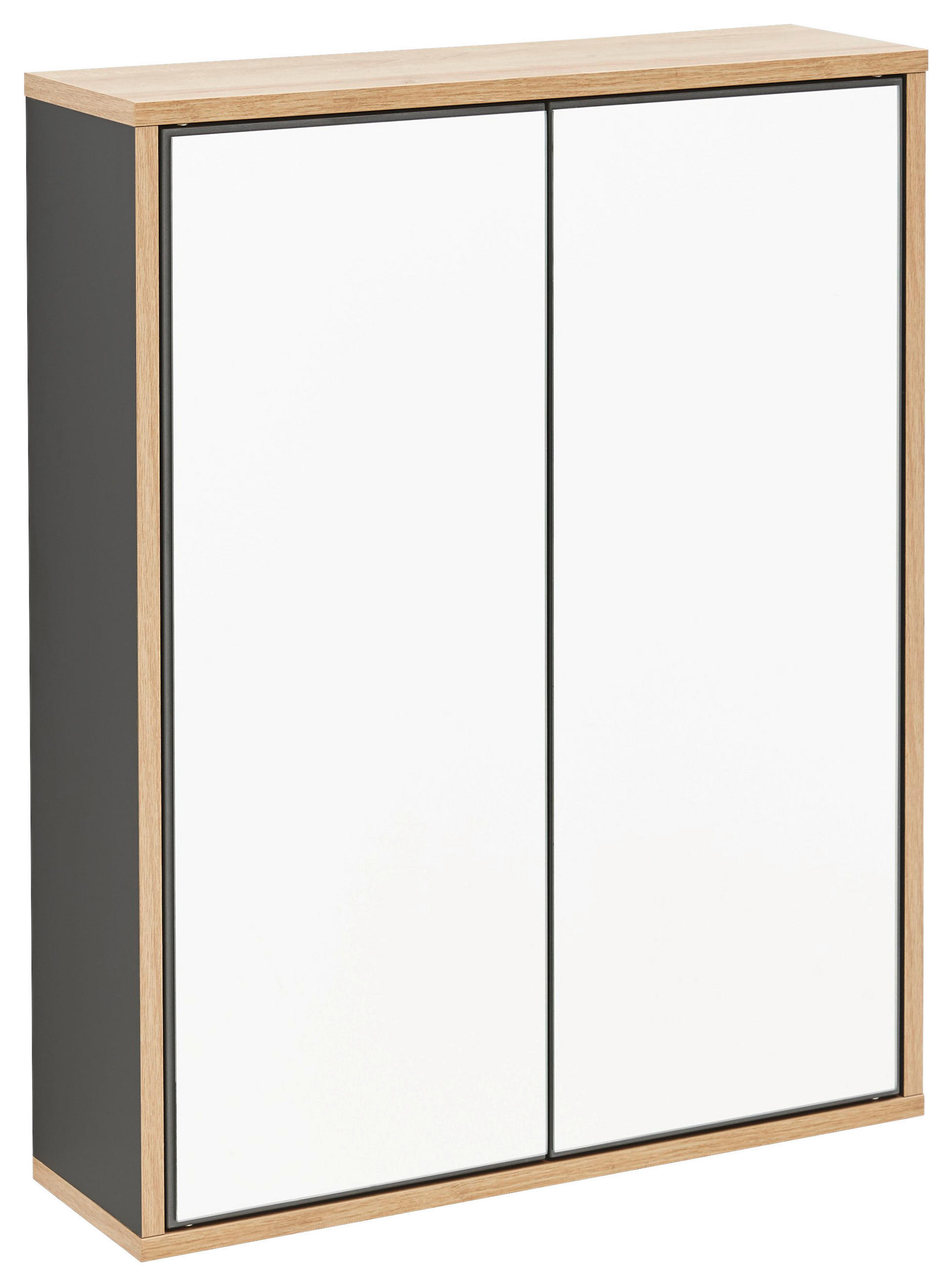 Mid.you Spiegelschrank Anthrazit, Eiche 60x75x20.1 cm