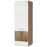 VISEČA VITRINA, bela, barve hrasta - barve kroma/črna, Design, umetna masa/steklo (40,3/123,4/37,1cm) - Xora