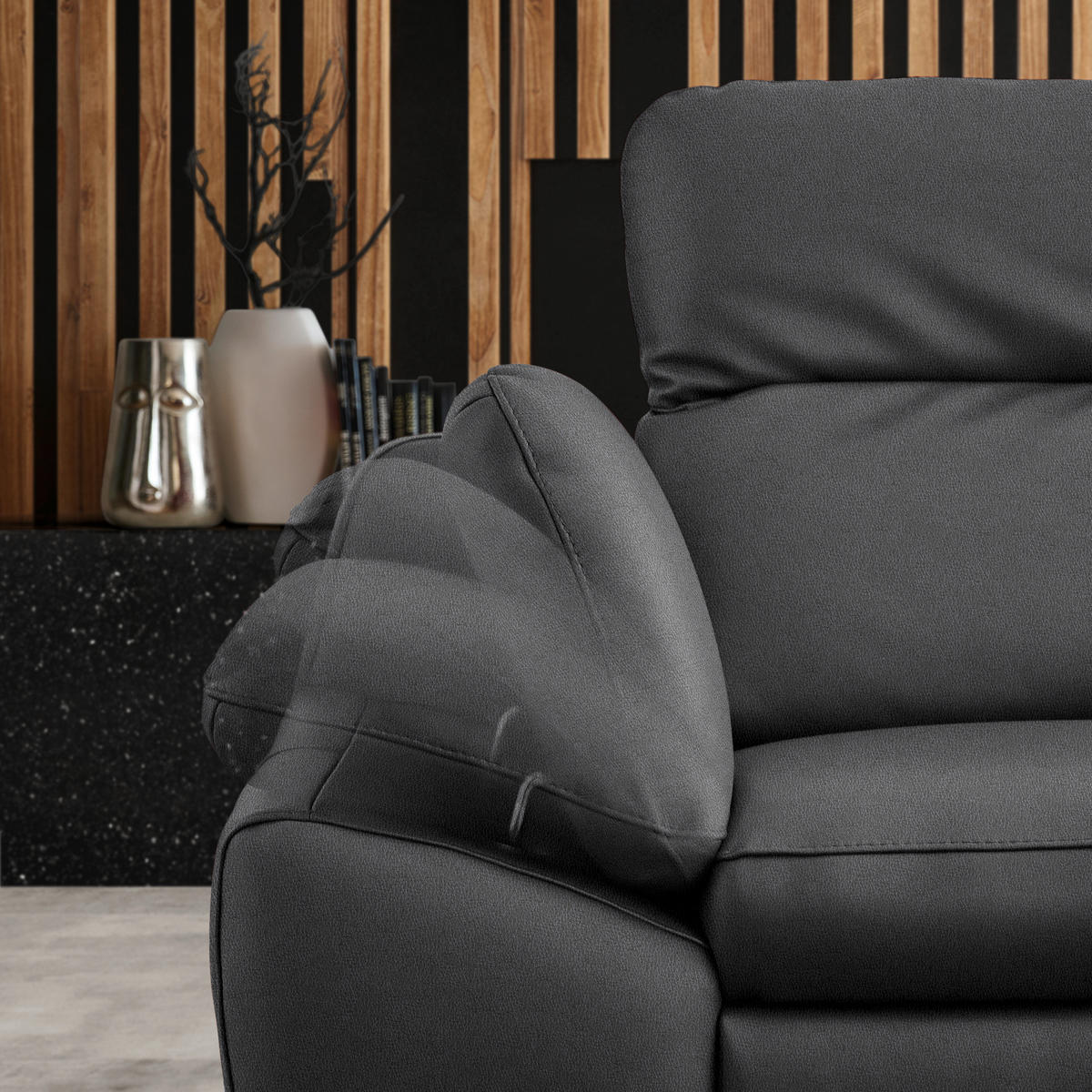 ECKSOFA in Echtleder Anthrazit  286/183 cm  - Anthrazit/Schwarz, Design, Leder/Metall (286/183cm) - Celina Home