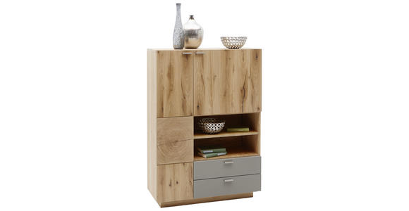 HIGHBOARD 96/135,5/38 cm - Alteiche/Walnussfarben, KONVENTIONELL, Holz/Metall (96/135,5/38cm) - Voleo