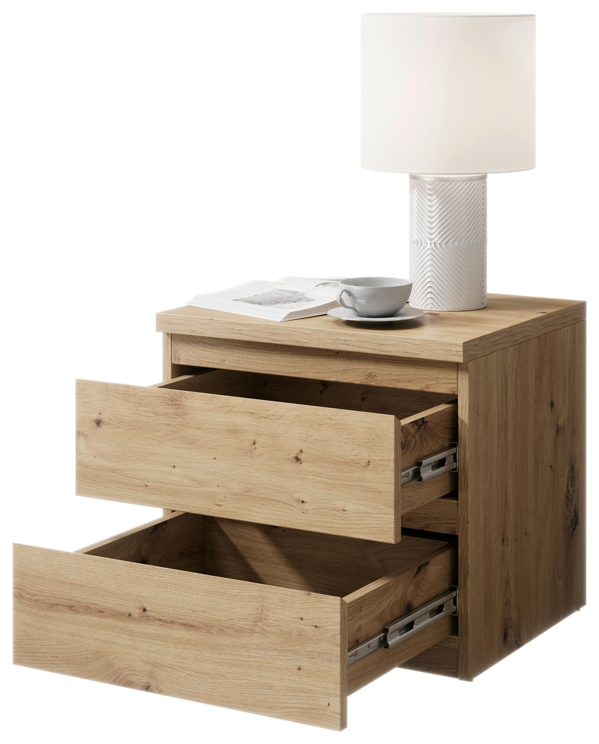 NACHTSCHRANK 45/43,6/38 cm  - Eichefarben/Schwarz, Basics, Holzwerkstoff/Kunststoff (45/43,6/38cm) - MID.YOU