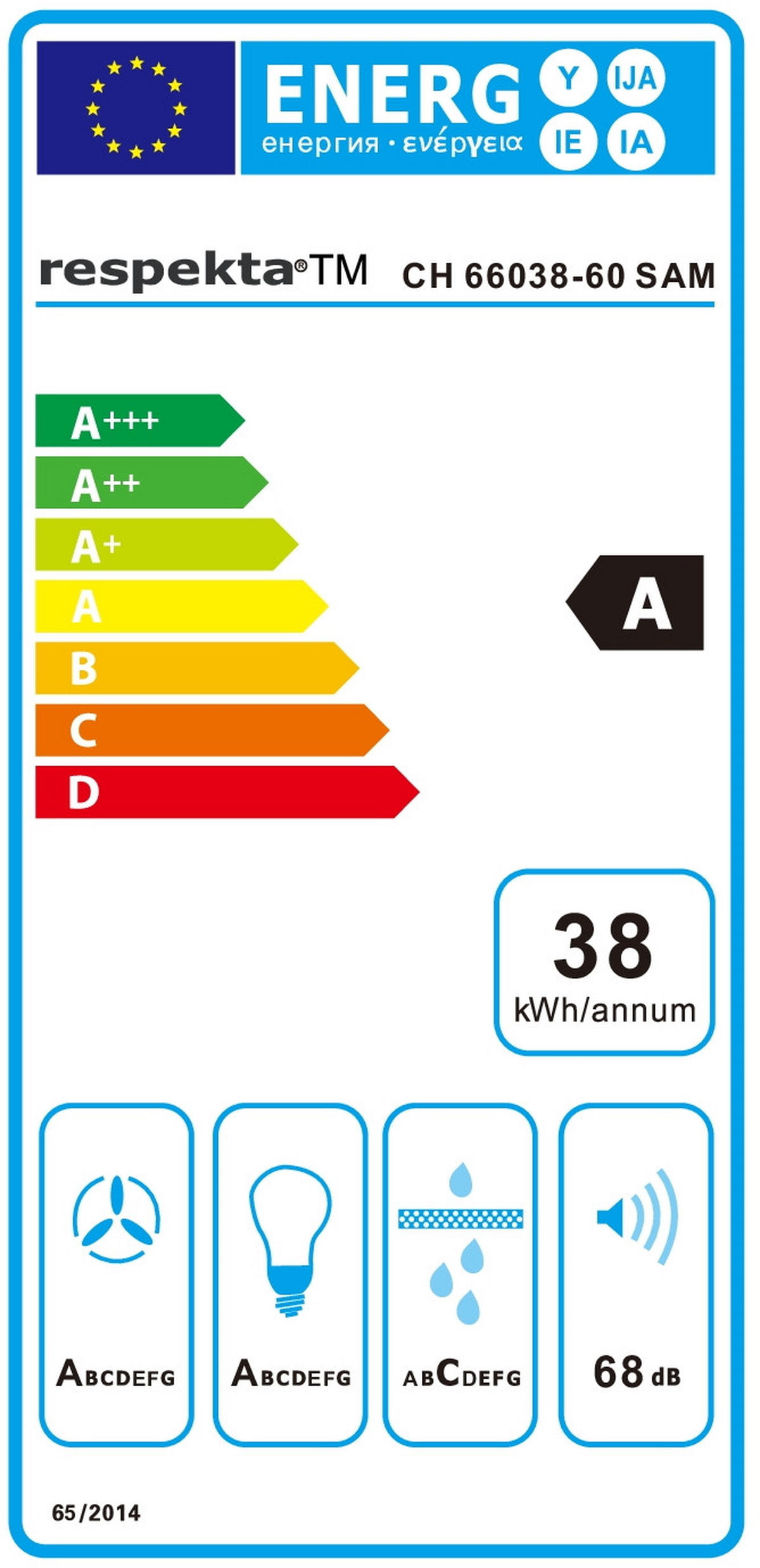 DUNSTABZUGSHAUBE CH66038-60SAM  - Schwarz, Trend, Glas/Metall (59,5/34,5-109,5/38,5cm) - Respekta
