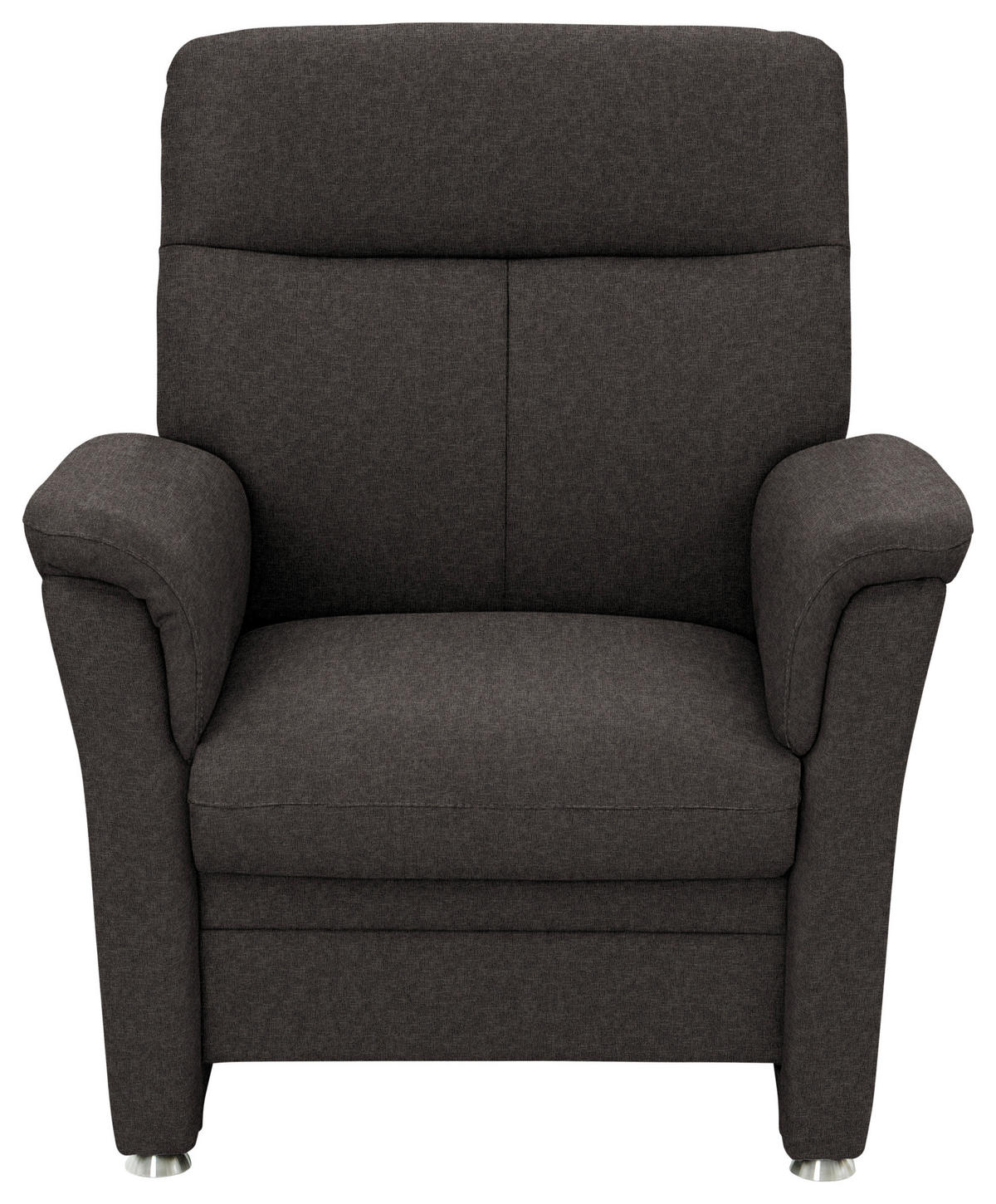 SESSEL Flachgewebe Dunkelbraun  - Dunkelbraun/Alufarben, Konventionell, Textil/Metall (90/100/89cm) - Beldomo Comfort