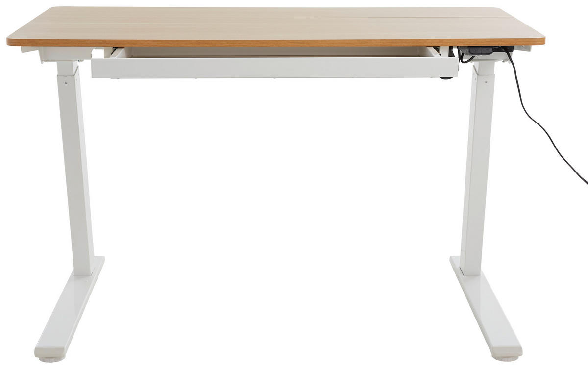 SCHREIBTISCH 120/60/73 cm  in Naturfarben, Weiß  - Weiß/Naturfarben, MODERN, Holzwerkstoff/Metall (120/60/73cm) - Livetastic