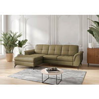 ECKSOFA ZORA E in Echtleder Olivgrün  164/262 cm  - Schwarz/Olivgrün, MODERN, Leder/Metall (164/262cm) - Sit & More