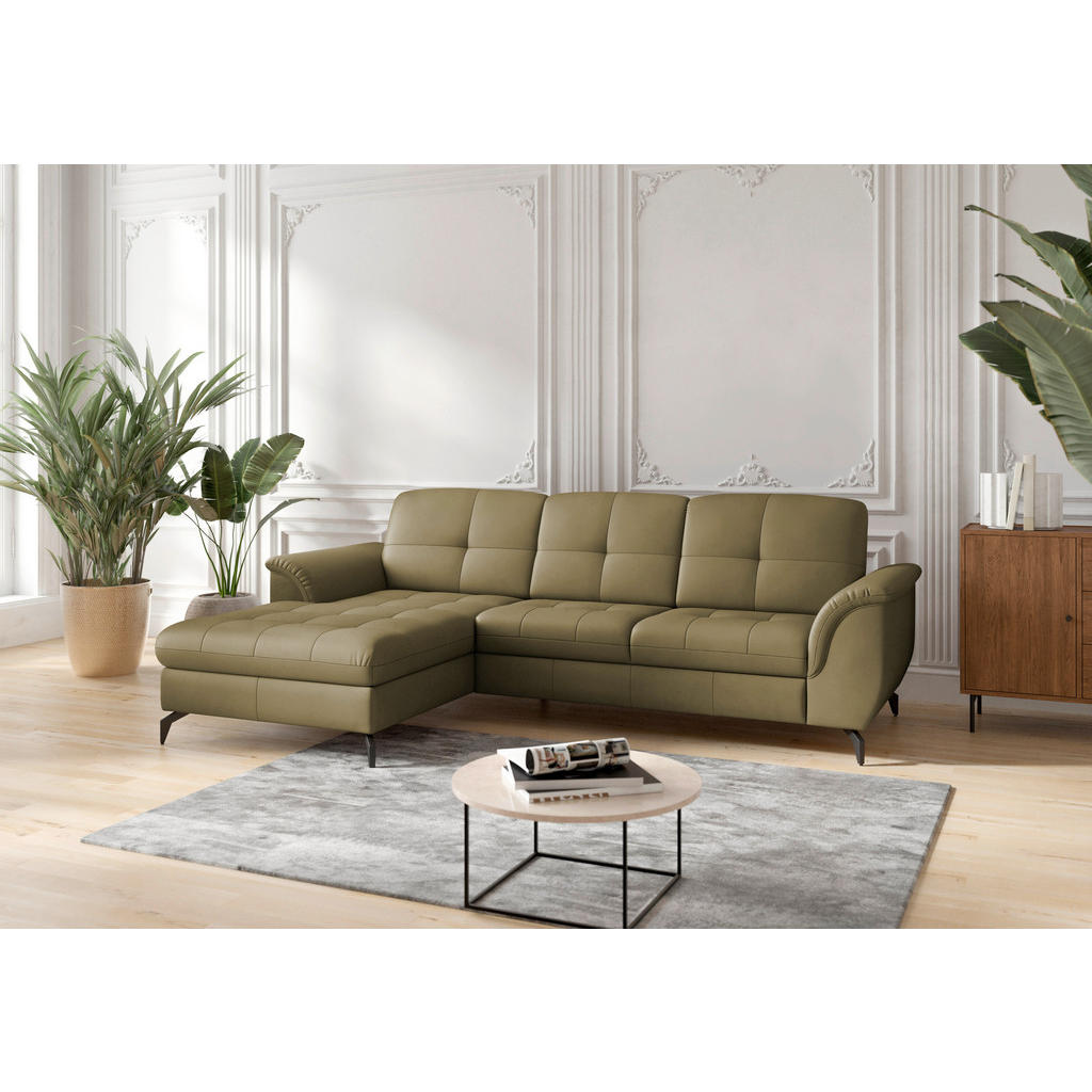 Sit & More ROHOVÁ SEDAČKA, textil, koža, olivovozelená