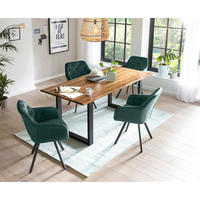 TISCHGRUPPE Cognac, Waldgrün  - Waldgrün/Cognac, MODERN, Holz/Textil (160/85/77cm) - Livetastic