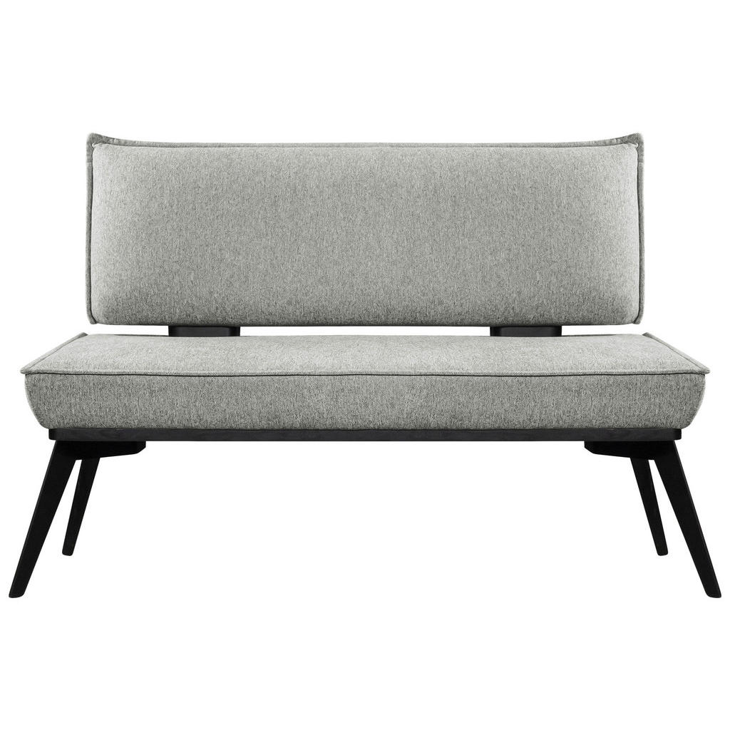 Thumbnail - Carryhome Sitzbank, Hellgrau, Schwarz, Textil, Metall, Holz, Buche, massiv, 2-Sitzer, 173x90x65 cm, mit Rückenlehne, Typ...